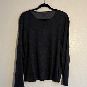 John Varvatos Black Linen Long Sleeve Shirt XL